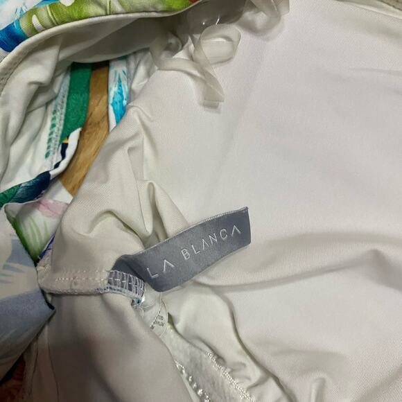 La Blanca In The Moment Off The Shoulder Tummy Control One Piece Swimsuit Sz 16 - Picture 7 of 8